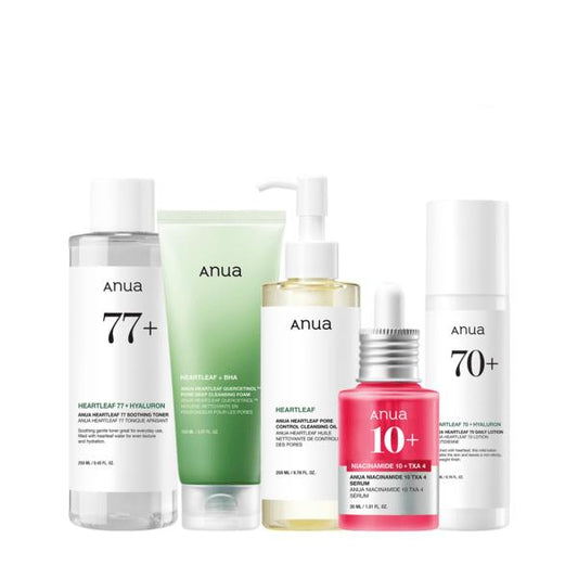 Ultimate Korean Skincare Routine Set with Cleansing Oil, Foam Cleanser, Toner Dark Spot Correcting Serum & Moisturizing Lotion, Hydrating Glass Skin Kit with Niacinamide