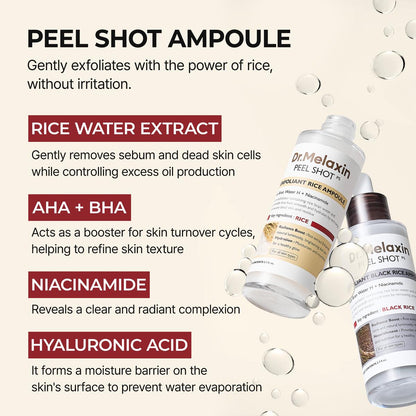 Peel Shot Glow Rice Ampoule Duo, Brightening, Exfoliating & Moisturizing Serums, Suitable for All Skin Types, Gentle Peeling Treatment for Radiant Skin