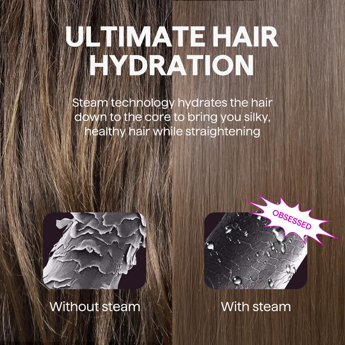 Steam Hair Straightener for Frizz-Free, Sleek & Shiny Hair – Adjustable Heat, Fast Styling, Professional Results
