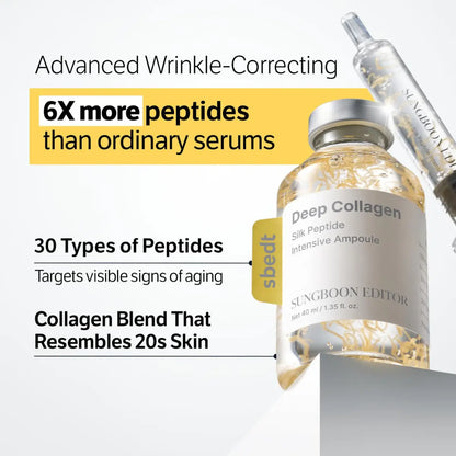 Silk Collagen Peptide Face Lift Duo Ampoule Serum Set, 8X Hyaluronic Acid Firming & Wrinkle Care, Hydrating Anti Aging Korean Skincare Gift for All Skin Types