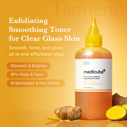Smooth & Clear Body Care Set with Hypochlorous Acid Body Peel, Kojic Acid Turmeric Body Wash, Exfoliating Toner Pads, Mist & Toner for Dark Spots, Texture, Uneven Skin Tone
